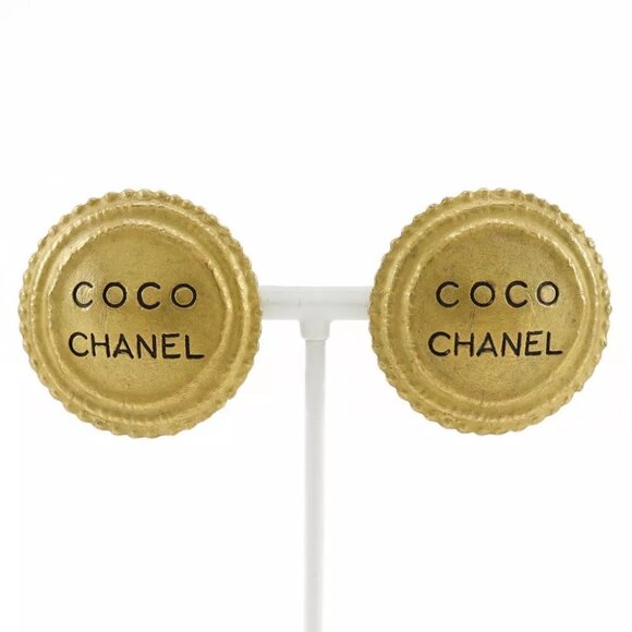 CHANEL COCO logo Earring vintage Plated Gold 28.0g Women - Picture 1 of 14